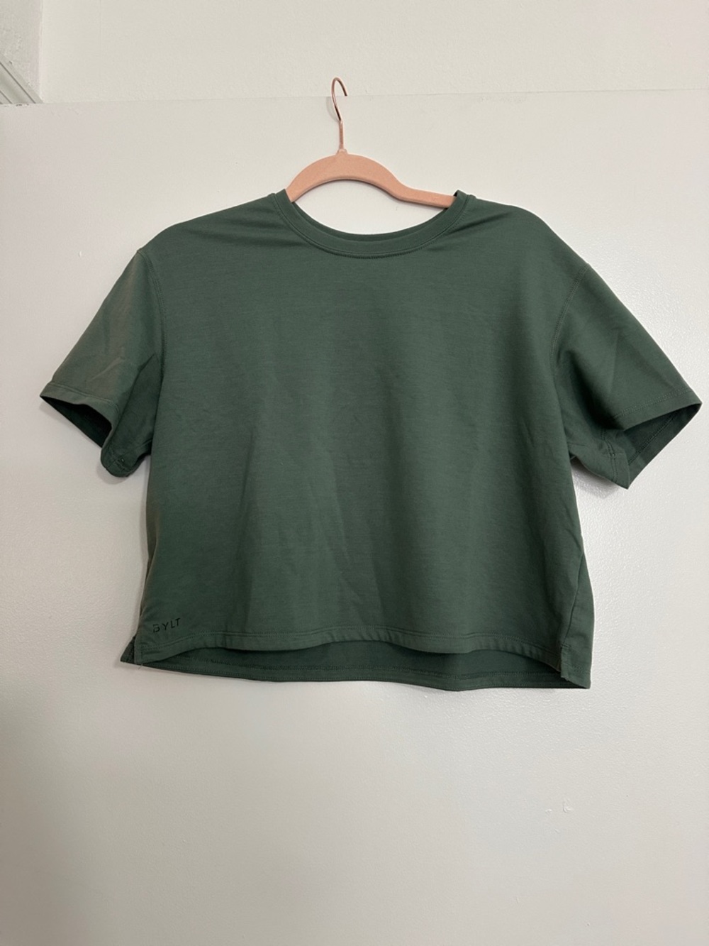 BYLT Basics Green Cropped Crewneck Tee
